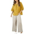 thumbnail image 1 of KAUOD 2 Piece Teen Girls Tops Pants Set Thin Lightweight Lace Embroidery Shirt+Wide Leg Baggy Trousers Loose Soft Clothes, 1 of 9