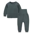 thumbnail image 1 of KAUOD 2pc Sweater Pants Sets for Toddler Plain Casual Long Sleeve Crew Neck Pullover Tops+cotton Long Pants Fall Outfits, 1 of 5