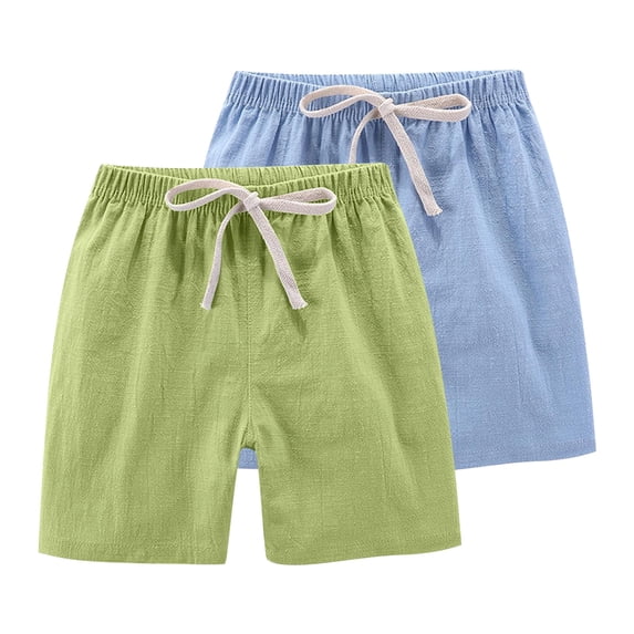 KAUOD 3 Pack Kids Midi Shorts Boys Girls Elastic Waist Casual Bermuda Shorts Summer Drawstring Solid Short Pants