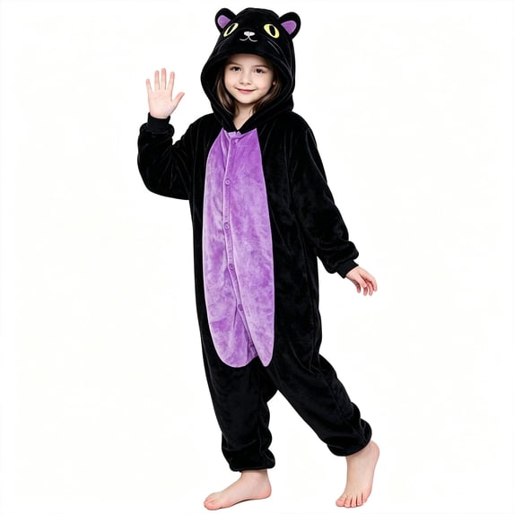 KAUOD Animal Onesie Kids Halloween Outfit Zipper Closure Hooded Jumpsuit Flannel Loose Cozy Jumpsuit Christmas Party Cute Clothes