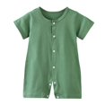 thumbnail image 1 of KAUOD Baby Boys Button down Jumpsuits Short Sleeve Soft Lightweight Rompers Toddler Wide Leg Plain Crew Neck Rompers Clothes, 1 of 7