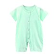 thumbnail image 1 of KAUOD Baby Boys Button down Jumpsuits Short Sleeve Soft Lightweight Rompers Toddler Wide Leg Plain Crew Neck Rompers Clothes, 1 of 8