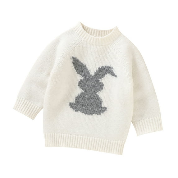 KAUOD Baby Boys Girls Easter Knit Sweater Cute Bunny Crewneck Pullover Sweater Long Sleeve Sweatshirt Fall Clothes