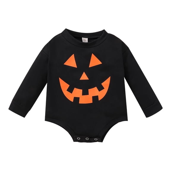 KAUOD Baby Boys Halloween Devil Graphic Romper Long Sleeve Crew Neck Pullover Bodysuits New Born Boys Cotton Soft Romper