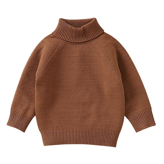 KAUOD Baby Boys Knit Turtleneck Sweater Long Sleeve Thick Warm Pullover Tops Plain Cotton Padded Toddler Soft Sweater Clothes