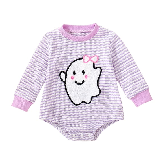 KAUOD Baby Boys Pumpkin Knit Romper Striped Cute Halloween Pullover Bodysuit New Born Girls Crew Neck Long Sleeve Sweater
