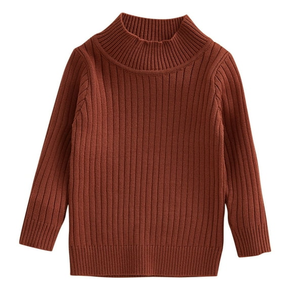 KAUOD Baby Boys Ribbed Knit Sweater Soft Stretchy Turtleneck Pullover Tops Clothes Toddler Cotton Plain Lined Sweater