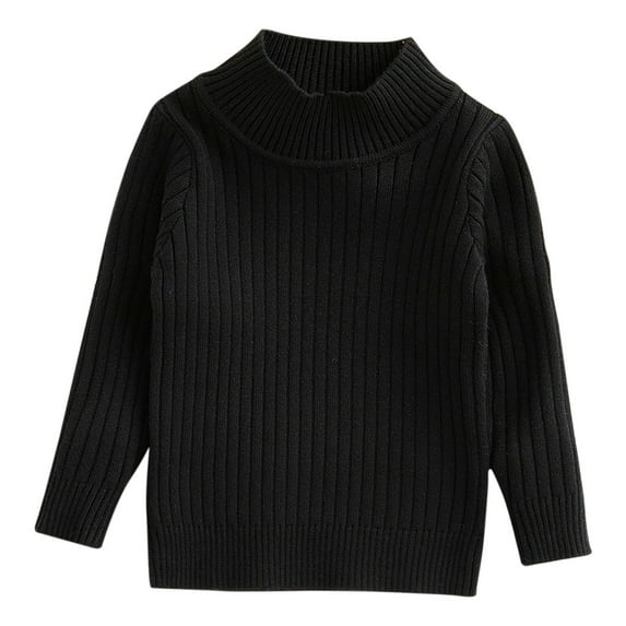 KAUOD Baby Boys Ribbed Knit Sweater Soft Stretchy Turtleneck Pullover Tops Clothes Toddler Cotton Plain Lined Sweater