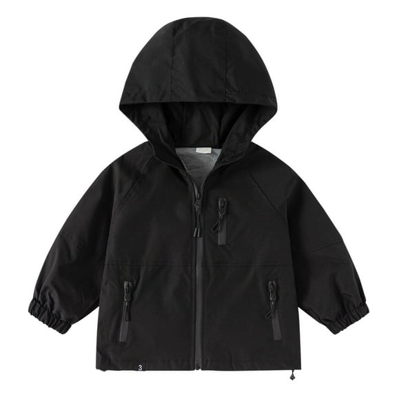 KAUOD Baby Boys Waterproof Jackets Zip up Hooded Rain Jackets with Pockets Toddler Lightweight Raincoat Windproof Outwear