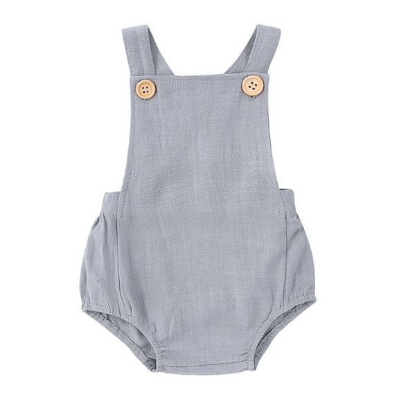 KAUOD Baby Boys Wide Strap Sleeveless Romper B𝐮ttons Cotton Solid Short Jumpsuit Bodysuits Outfit for Toddler New Born