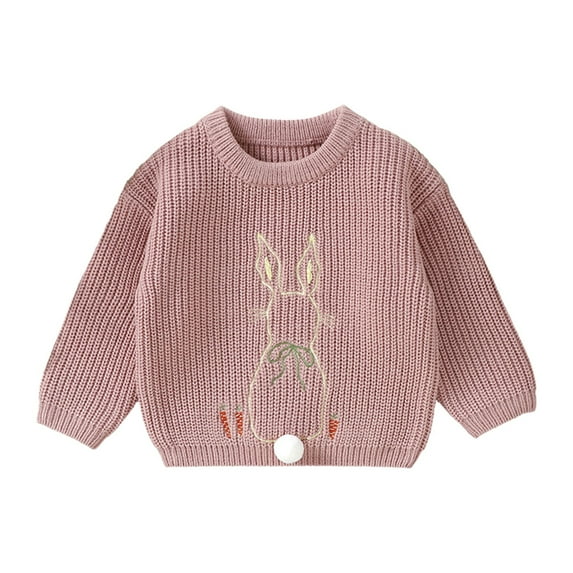 KAUOD Baby Girls Cable Knit Sweater Easter Bunny Crewneck Sweater Blouse Cute Long Sleeve Pullover Tops Sweatshirt