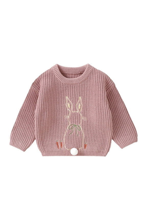 Baby Girls Cable Knit Sweater Easter Bunny Crewneck Sweater Blouse Cute Long Sleeve Pullover Tops Sweatshirt