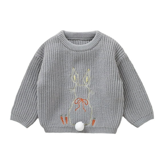 KAUOD Baby Girls Cable Knit Sweater Easter Bunny Crewneck Sweater Blouse Cute Long Sleeve Pullover Tops Sweatshirt