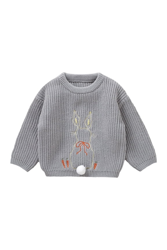 Baby Girls Cable Knit Sweater Easter Bunny Crewneck Sweater Blouse Cute Long Sleeve Pullover Tops Sweatshirt