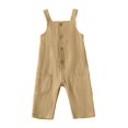 thumbnail image 1 of KAUOD Baby Girls Cotton Linen Jumpsuit Baggy Overalls Pants Kids Sleeveless Suspender Rompers Summer Clothes Toddler Button Outfit, 1 of 8