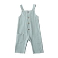 thumbnail image 1 of KAUOD Baby Girls Cotton Linen Jumpsuit Baggy Overalls Pants Kids Sleeveless Suspender Rompers Summer Clothes Toddler Button Outfit, 1 of 8