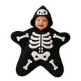 thumbnail image 1 of KAUOD Baby Halloween Star Romper Pumpkin Skeleton Ghost Fleece Hooded Bodysuit, 1 of 5
