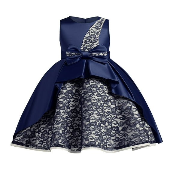 KAUOD Baby Toddler Girls Elegant A-Line Smocked Dress Sleeveless Formal Wedding Ruffles Pleated Dresses Pageant Skirts