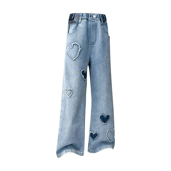 KAUOD Baggy Jeans for Girls Straight Wide Leg Denim Pants High Waist Y2K Streetwear Teen Girls Distressed Boyfriend Jeans