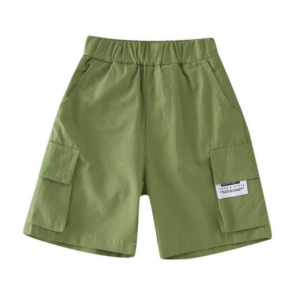 KAUOD Boy Casual Cargo Shorts Lightweight Multi Pockets Summer Elastic Waist Jogging Pants Kids Outdoor Sports Football Pants
