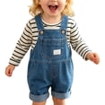 thumbnail image 1 of KAUOD Boy Girl Denim Overalls Baby Solid Color Suspender Pants Toddlers Adjustable Strap Casual Jean Jumpsuit with Pockets, 1 of 9