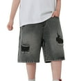 thumbnail image 1 of KAUOD Boy's Ripped Baggy Jorts Wide Leg Cute Elastic High Waisted Y2k Denim Shorts Loose Fit Vintage Boys Shorts Medium, 1 of 6