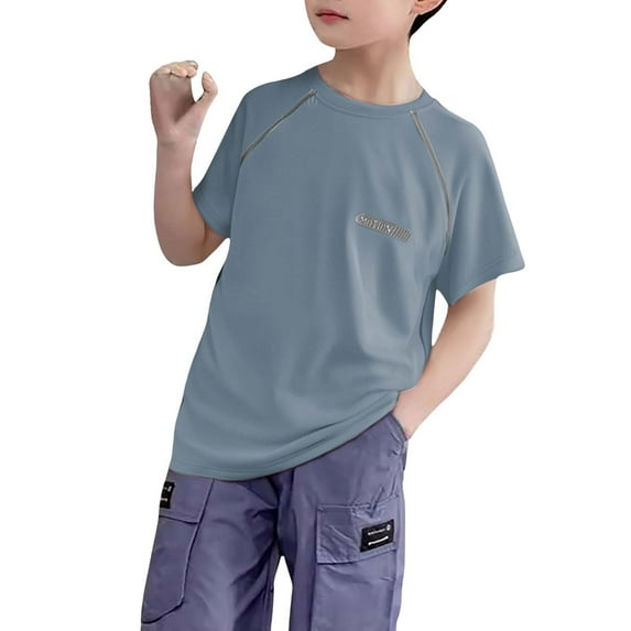KAUOD Boys Athletic T Shirt Short Sleeve Crewneck Sports Mesh Tops Summer Loose Fit Breathable Tees Workout Shirt