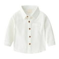 thumbnail image 1 of KAUOD Boys' Button Down Shirt Long Sleeve Classic Shirt Collared Uniform Kids Casual Dress Shirt with Chest Pocket Spring Outfits, 1 of 3