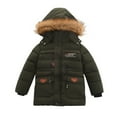 thumbnail image 1 of KAUOD Boys Cargo Puffer Parka Coats Winter Waterproof Faux-F𝐮r Hood Ski Jackets Kids Toddler Padded Warm Windproof Outwear, 1 of 3