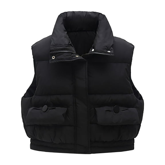 KAUOD Boys Cargo Puffer Vest Zip up Collar Winter Padded Sleeveless Jackets Kids Toddler Snap Button Pockets down Outwear
