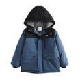 thumbnail image 1 of KAUOD Boys Fleece Lined Winter Jackets Padded Warm Hooded Coats Kids Toddler Hiking Oversized Pockets Windproof Outwear, 1 of 3