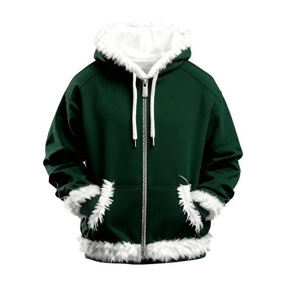 KAUOD Boys Fleece Soft Hooded Jackets Winter Fuzzy-Lined Zip up Coats Christmas Thick Warm Hoodies Clothes with Pockets