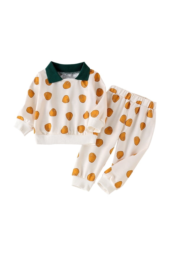 Boys Girls 2 Piece Sweatshirts Pants Set Halloween Pump Graphic Long Sleeve Collar Pullover Tops+soft Trousers