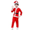 thumbnail image 1 of KAUOD Boys Girls 4 Piece Santa Outfits Fuzzy Soft Christmas Tops Pants Outfits with Hat Belt Kids Winter Warm Santa Suits, 1 of 3