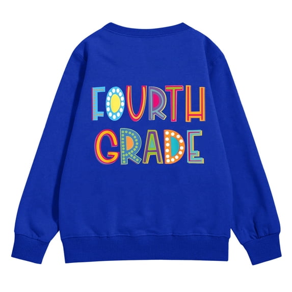 KAUOD Boys Girls Back to School Crewneck Sweatshirt Kids Fourth Grade Graphic Oversized Pullover Tops Lightweight Long Sleeve Shirt