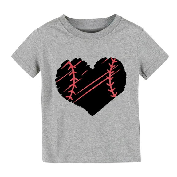 KAUOD Boys Girls Baseball T-Shirt Toddler Kids Short Sleeve Graphic Tee Baby Summer Casual Crewneck Top Comfy Shirts Clothing
