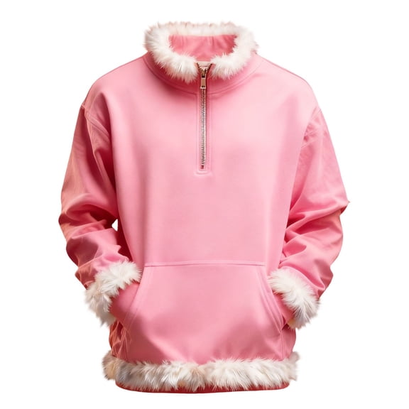 KAUOD Boys Girls Christmas Fleece Jackets Half Zipper Cute Fuzzy-Lined Hooded Coats Kids Winter Pullover Sweatshirts Clothes