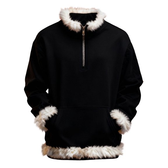 KAUOD Boys Girls Christmas Fleece Jackets Half Zipper Cute Fuzzy-Lined Hooded Coats Kids Winter Pullover Sweatshirts Clothes