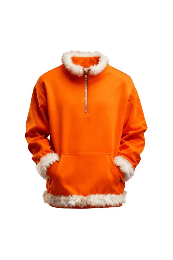 Boys Girls Christmas Fleece Jackets Half Zipper Cute Fuzzy-Lined Hooded Coats Kids Winter Pullover Sweatshirts Clothes