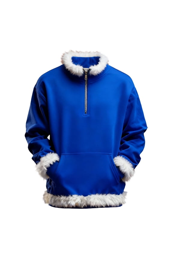 Boys Girls Christmas Fleece Jackets Half Zipper Cute Fuzzy-Lined Hooded Coats Kids Winter Pullover Sweatshirts Clothes