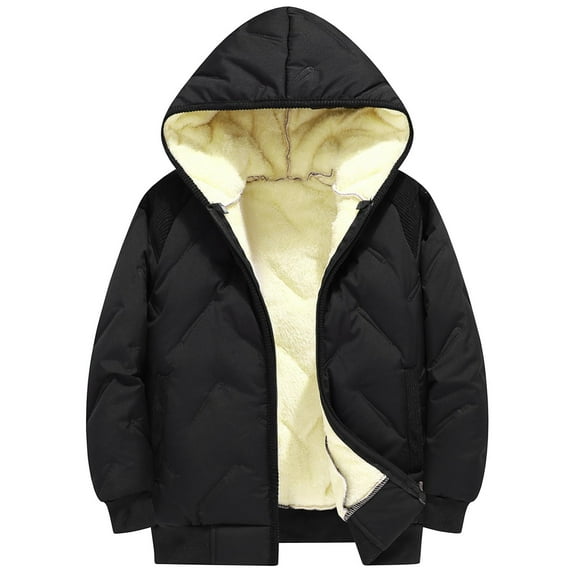 KAUOD Boys Girls Fleece-Lined Hooded Outwear Zip up Thick Warm Puffer Jackets Winter Windproof Quilted Down Coats with Pockets