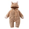 thumbnail image 1 of KAUOD Boys Girls Front Zipper Fleece Jumpsuits Cute Fuzzy Padded Hooded Snowsuit Bodysuit Toddler Plush Soft Warm Romper, 1 of 4