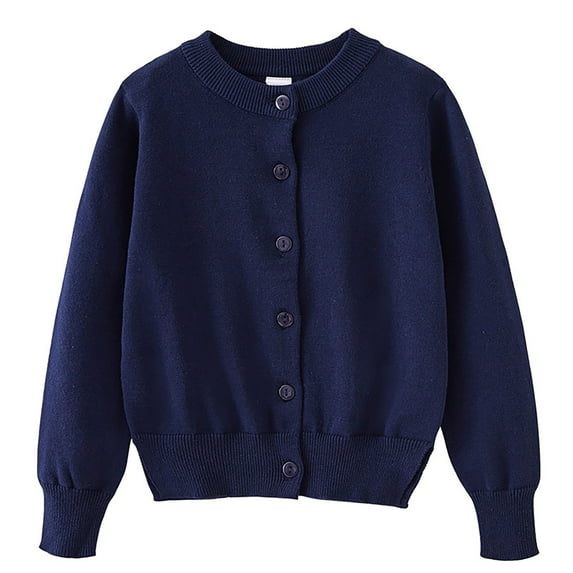 KAUOD Boys Girls Knit Cardigan Sweater Kids Toddler Solid Long Sleeve Button Down Sweater Uniform Cardigan Cotton Outerwear