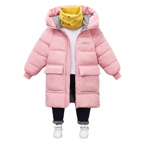 KAUOD Boys Girls Long Puffer Coats Padded Insulated Snow Ski Hooded Jackets Kids Quilted Oversized Pockets down Outwear