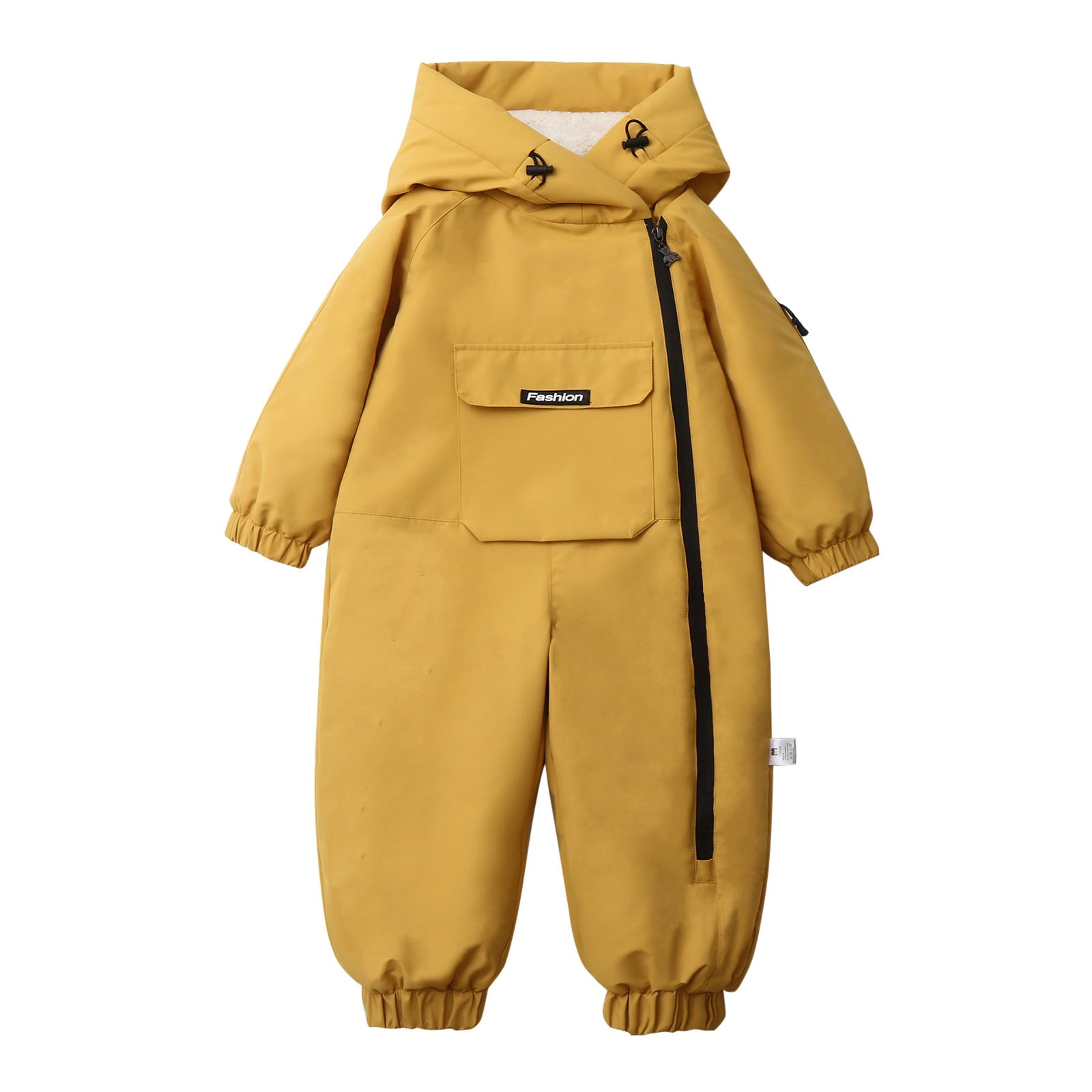 KAUOD Boys Girls One Piece Snowsuits Fleece-Lined Hooded Insulated Ski Jumpsuits Front Pockets Side Zipper Snowboard Suits