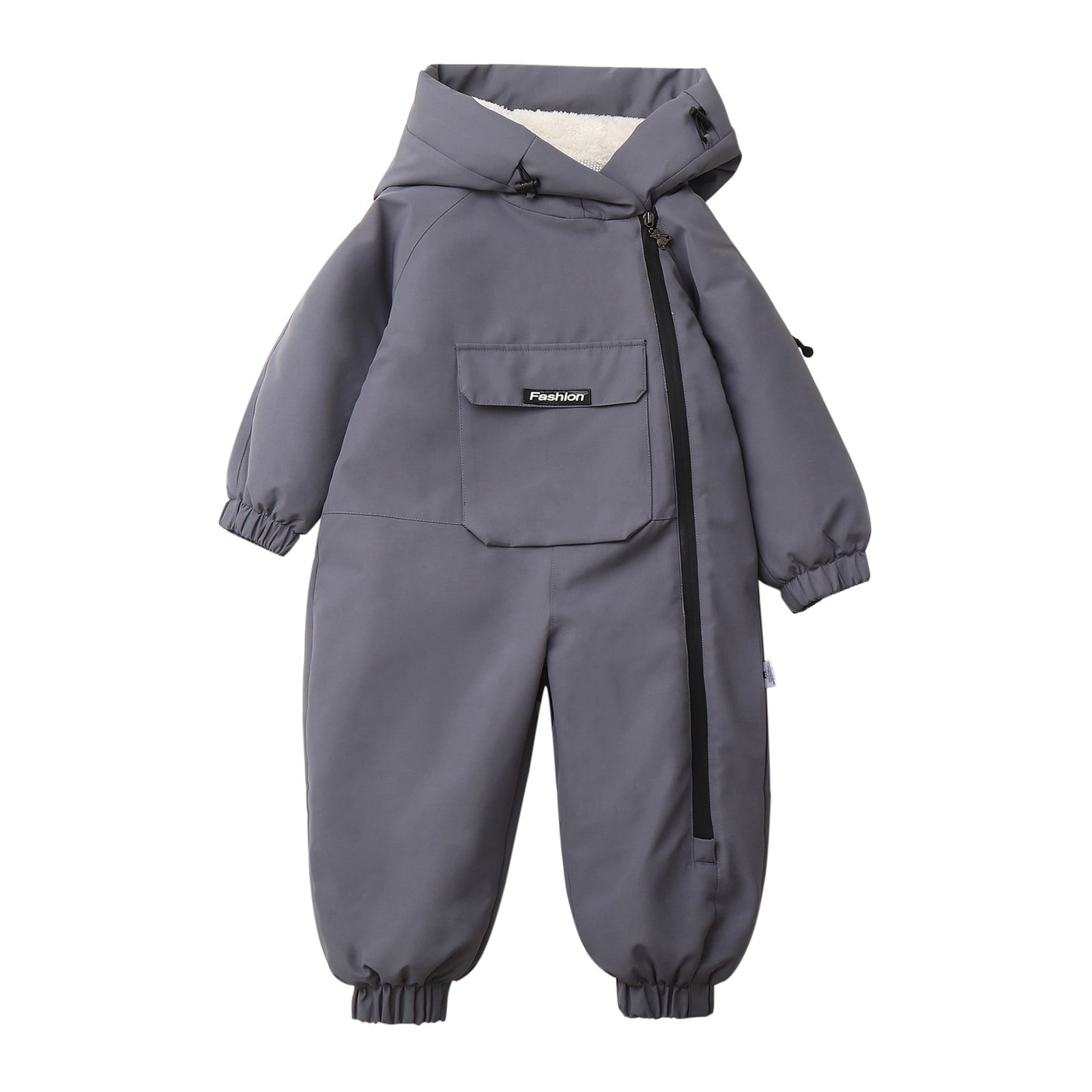 KAUOD Boys Girls One Piece Snowsuits Fleece-Lined Hooded Insulated Ski Jumpsuits Front Pockets Side Zipper Snowboard Suits