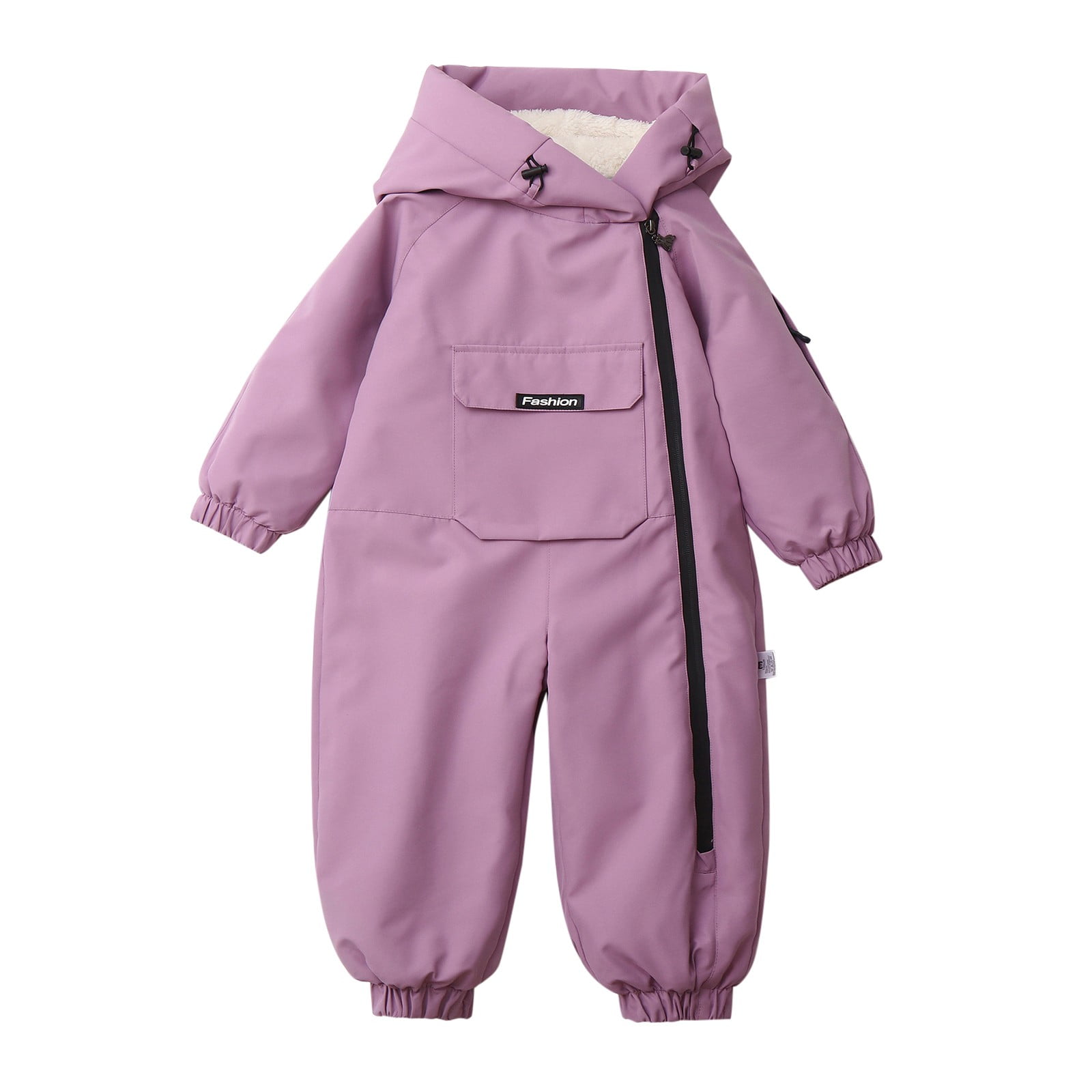 KAUOD Boys Girls One Piece Snowsuits Fleece-Lined Hooded Insulated Ski Jumpsuits Front Pockets Side Zipper Snowboard Suits