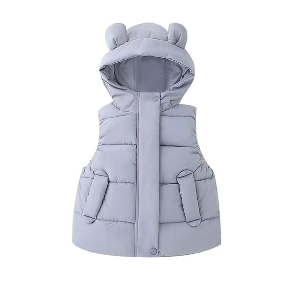 KAUOD Boys Girls Puffer Vest Zip up Sleeveless Hooded down Jackets Kids Plain Warm Outdoor Windproof Outwear with Pockets