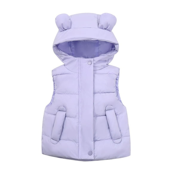 KAUOD Boys Girls Puffer Vest Zip up Sleeveless Hooded down Jackets Kids Plain Warm Outdoor Windproof Outwear with Pockets