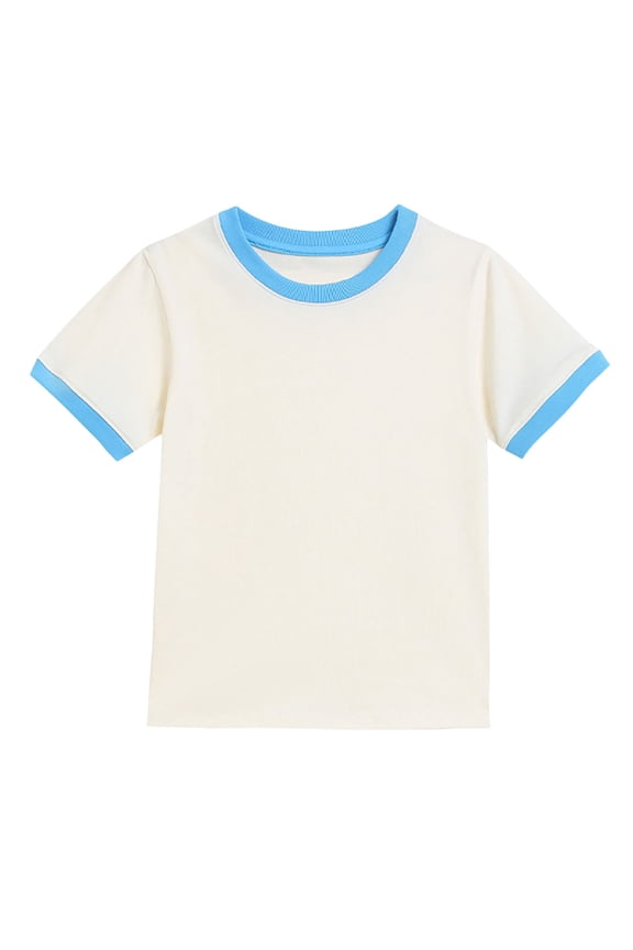 Boys Girls Short Sleeve Shirts Crew Neck Basic Preppy Tee Tops Summer School 𝗨niform Loose Fit Pullover Shirt